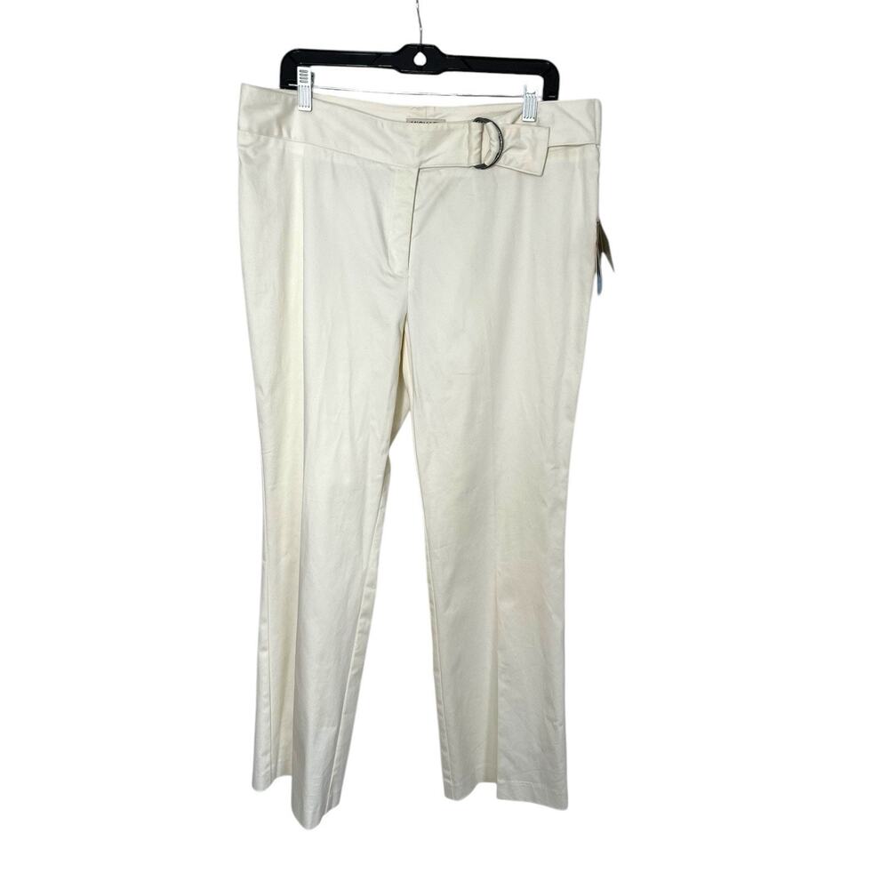 Michael Kors Womens Pants Gold Belt Stretch Straight Cream Size 14 Office Dress - Picture 1 of 10